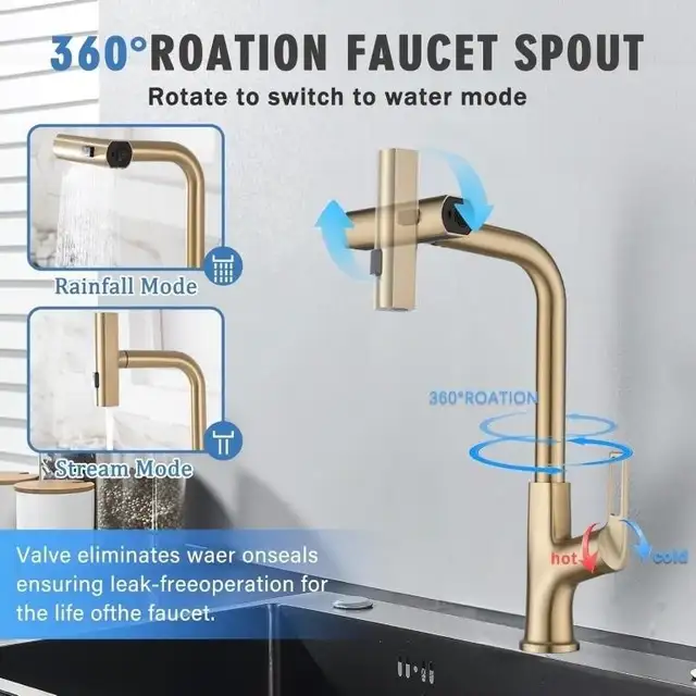 Brand New Brushed Gold Kitchen Faucet For Sale - Photo 4