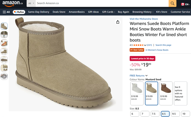 (New)Womens Suede Boots Platform Mini Snow Boots Warm Ankle Boot - Photo 2