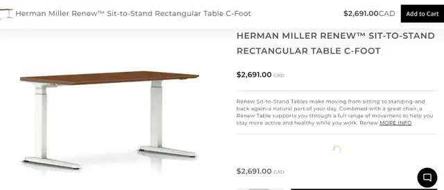 Herman Miller Renew™ Sit-to-Stand Rectangular Table C-Foot ! - Photo 5