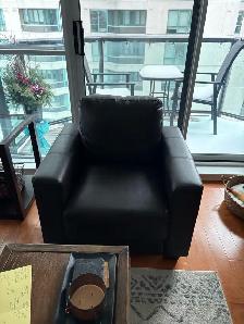 Small Faux Leather Chair - Dark Brown - Photo 2