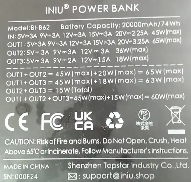 INIU B62 Power Bank, 20000mAh 65W USB C Laptop Portable Charger - Photo 2