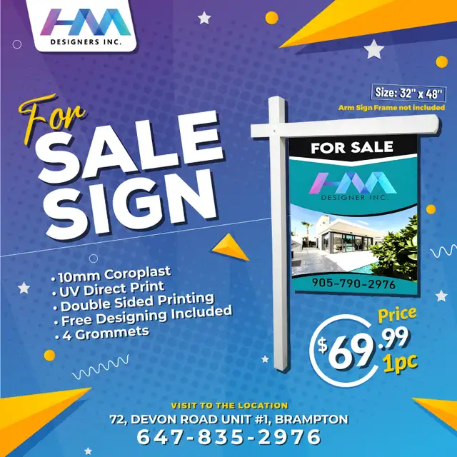 HM Designers Inc. – For Sale Sign Printing
