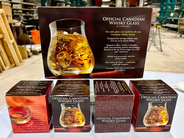 FOUR Glass Whisky Tumblers ("Official Canadian Whisky Glass")
