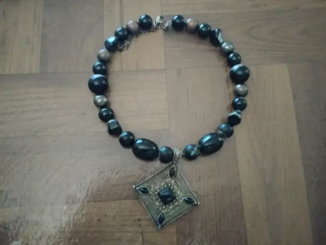 Womens Tone Black 14 inch Choker Necklace Black Onyx