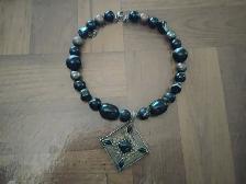 Womens Tone Black 14 inch Choker Necklace Black Onyx