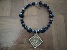 Womens Tone Black 14 inch Choker Necklace Black Onyx - Photo 2