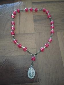 Catholic Rosary pocket red and clear beads 11 Inch’s Long