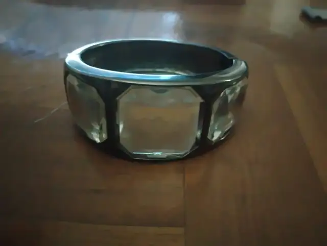 Chunky Cuff Bracelet Octagonal Clear Stones