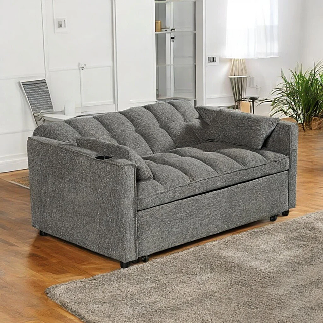 Sleek Grey New Fabric Upholstered Sofa Bed Now On Sale - Photo 2