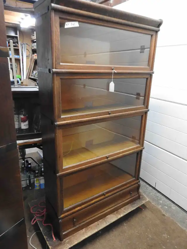 Antique barrister bookcase 4 glass windows restored profesionaly