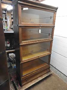 Antique barrister bookcase 4 glass windows restored profesionaly