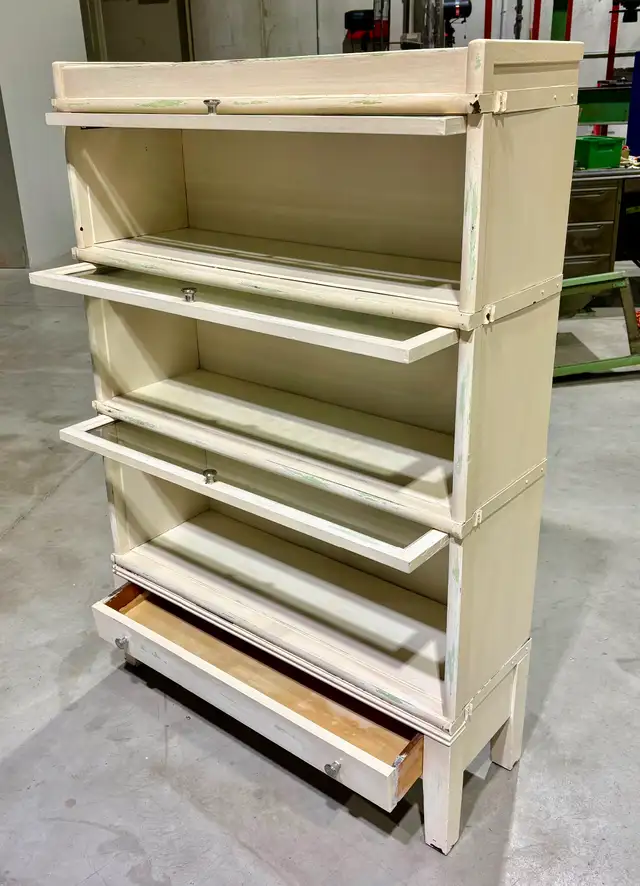 Antique White Distressed Three Tier Barrister Bookcase - Photo 5