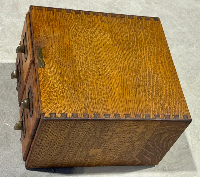 Antique Oak Library Card Catalog Cabinet (w Four Drawers) - Photo 6
