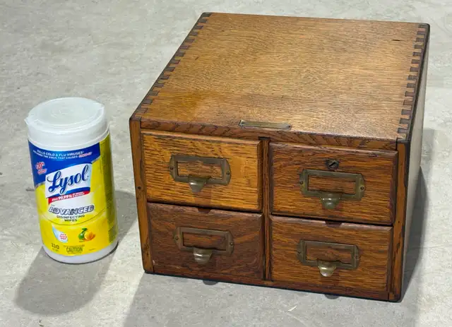 Antique Oak Library Card Catalog Cabinet (w Four Drawers) - Photo 10