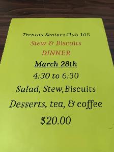 Trenton Seniors Club 105 March Dinner