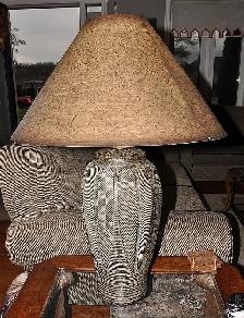 Grey Ceramic Tri-Light Lamps.