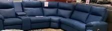 6 PIECE LEATHER BLUE SECTIONAL POWER RECLINER
