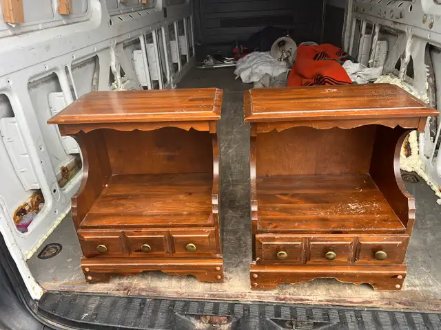 Free delivery used Pair of Wooden End Tables with Drawers