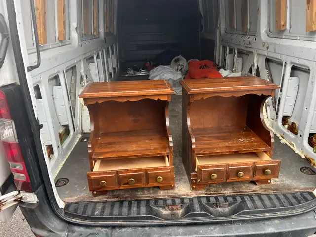 Free delivery used Pair of Wooden End Tables with Drawers - Photo 3