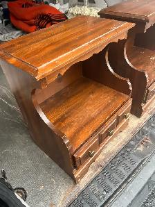 Free delivery used Pair of Wooden End Tables with Drawers - Photo 5