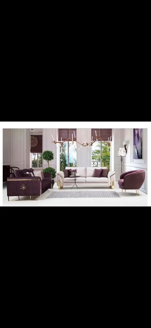 NEW 5 PIECE SET SOFA LOVE SEAT CHAIR AND TWO STOOLS