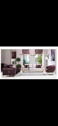 NEW 5 PIECE SET SOFA LOVE SEAT CHAIR AND TWO STOOLS