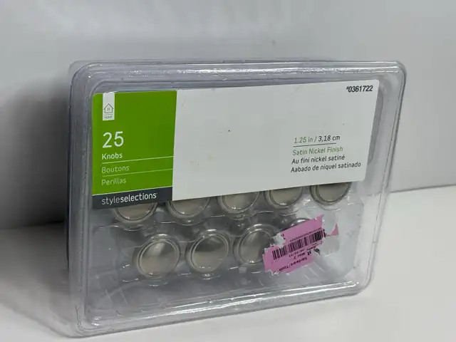 Cabinet Knobs 25 Pack – Satin Nickel 1.25" (New)