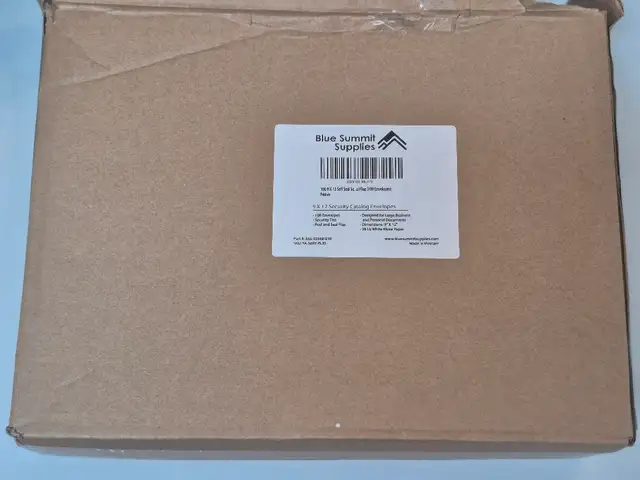 Blue Summit 9" x 12" White Security Envelopes (100 in a box) - Photo 4