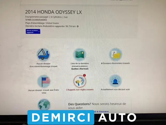 2014 Honda Odyssey LX JAMAIS ACCIDENTÉECAMERA DE RECUL - Photo 2