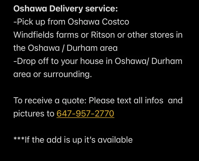 Oshawa Delivery 647-957-2770 - Photo 2