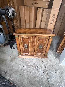 Free delivery used Vintage Wooden Side Table with Lion Knobs