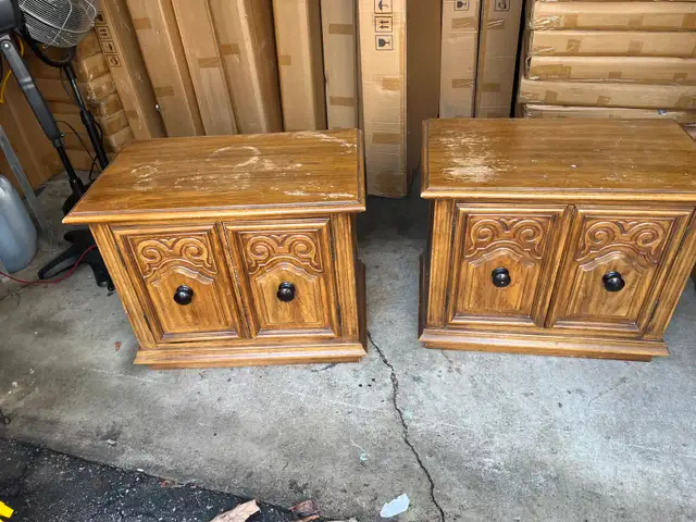 Free delivery used Vintage Wooden Side Tables (Pair) - Photo 2