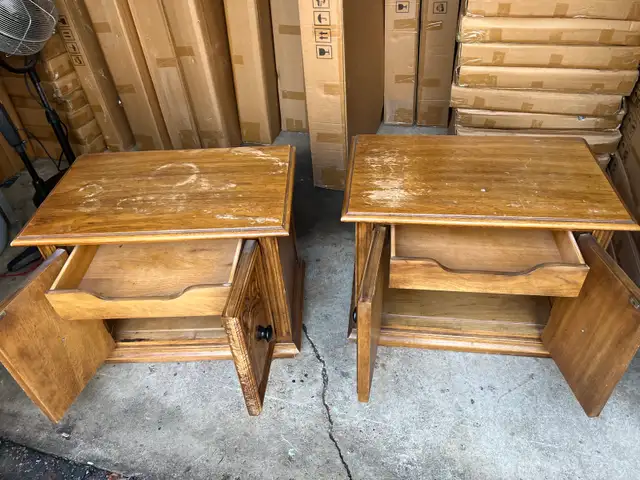 Free delivery used Vintage Wooden Side Tables (Pair) - Photo 3