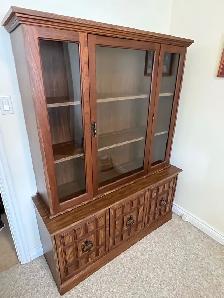 Free delivery used Wooden China Cabinet with Glass Doors - Photo 2