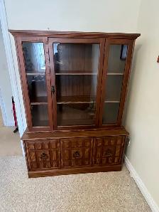 Free delivery used Wooden China Cabinet with Glass Doors - Photo 3
