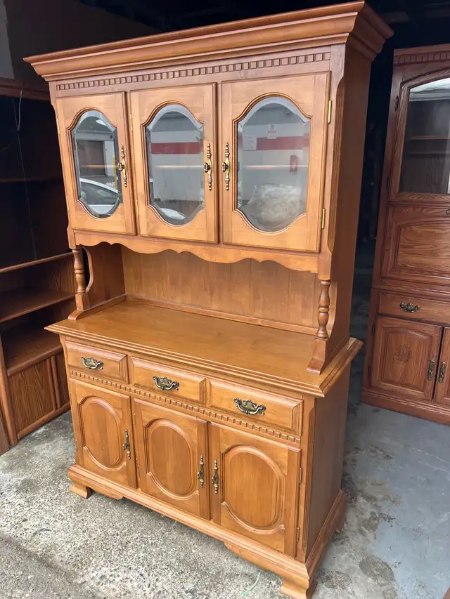 Free delivery used Wooden China Cabinet with Glass Doors - Photo 7