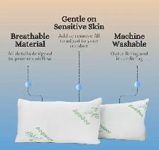 Kodus Home Bamboo Cover Bed Pillow – Queen Size - Photo 2