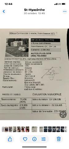immeuble commercial à vendre St damase atelier