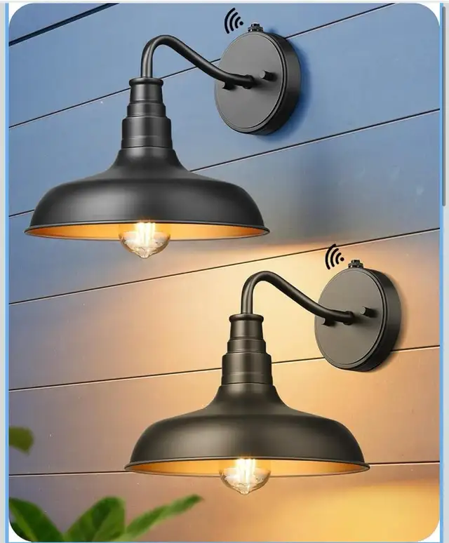 EDISHINE Dusk-to-Dawn Gooseneck Wall Light (2-Pack