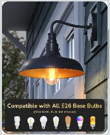 EDISHINE Dusk-to-Dawn Gooseneck Wall Light (2-Pack - Photo 5