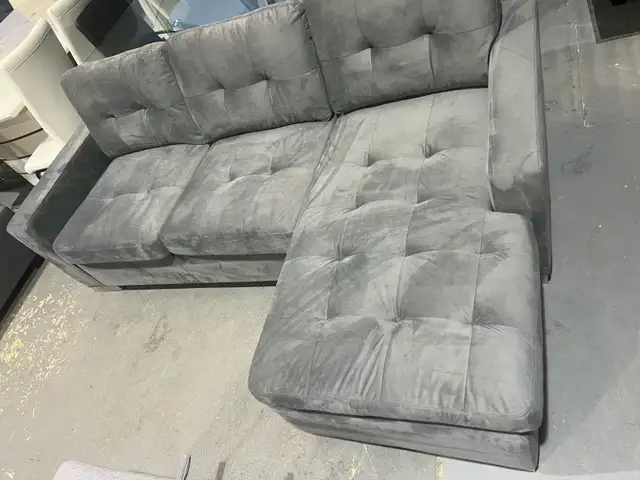 L Shape Sectional Sofa Grey Velvet For $399. - Photo 2