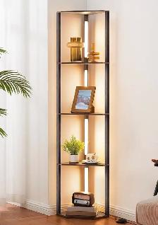Modern LED Corner Floor Lamp with 4-Tier Shelves