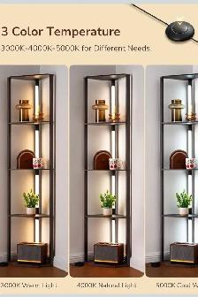 Modern LED Corner Floor Lamp with 4-Tier Shelves - Photo 2