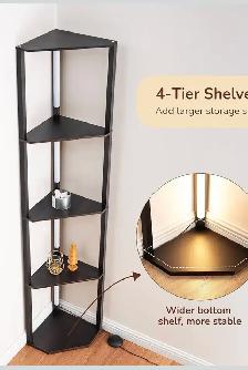 Modern LED Corner Floor Lamp with 4-Tier Shelves - Photo 4