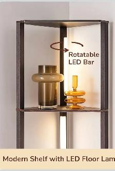 Modern LED Corner Floor Lamp with 4-Tier Shelves - Photo 5