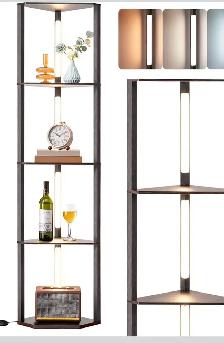Modern LED Corner Floor Lamp with 4-Tier Shelves - Photo 8