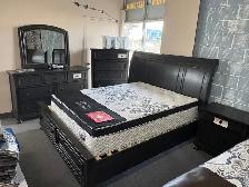 6pc DARK GREY Solid Wood Queen bedroom set for only $1599.