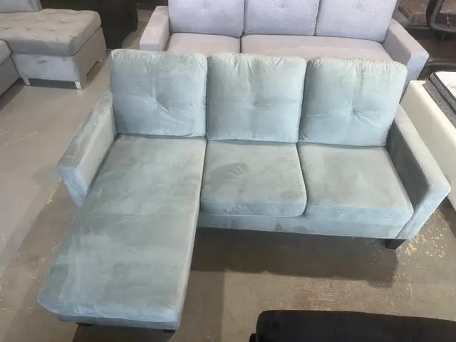 L Shape Sectional Sofa Grey Velvet Fabric Only for $299.