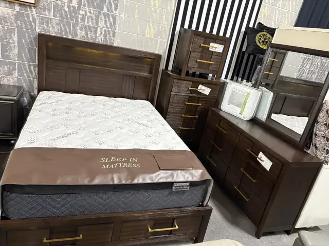 6pc Solid Wood Brown Queen bedroom set for only $1499.