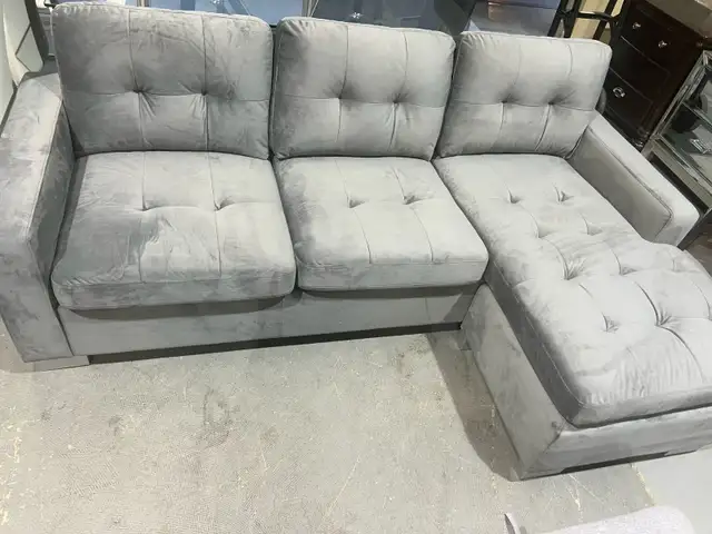 L Shape Sectional Sofa Grey Velvet For $399.